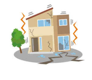 地震で揺れる家