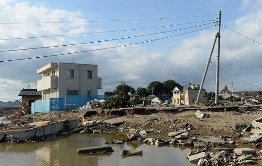 鬼怒川決壊　白い家